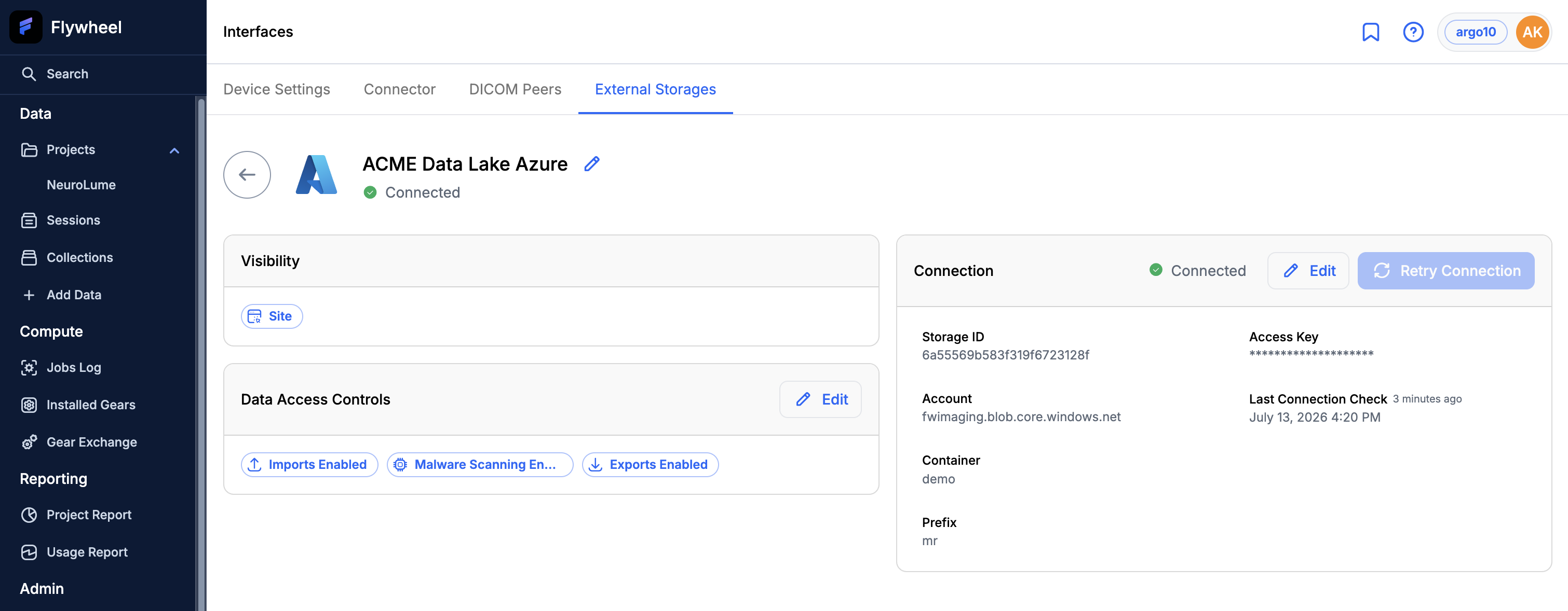 External Storage detail page