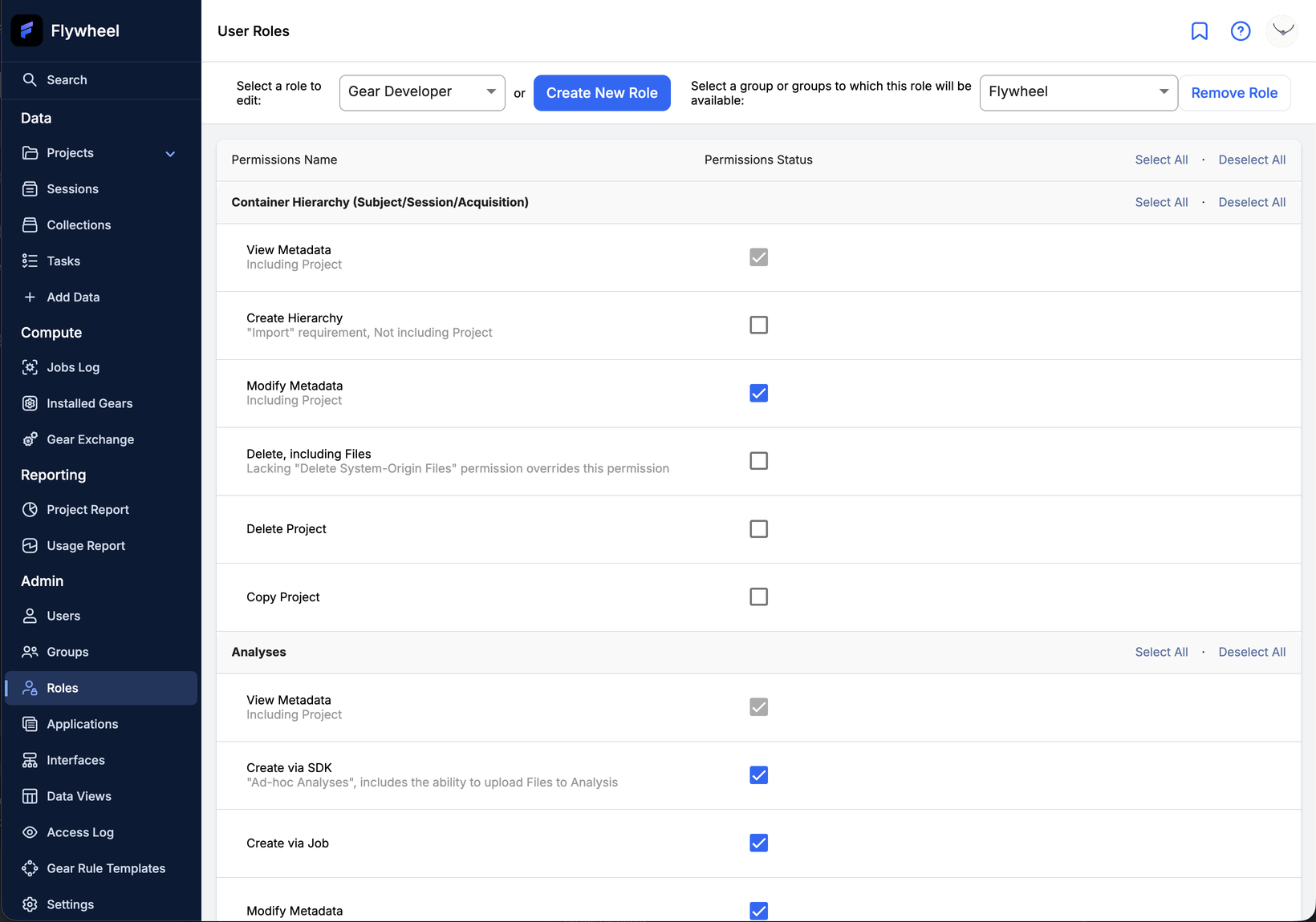 User Roles page