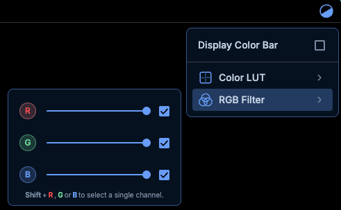 RGB filter menu