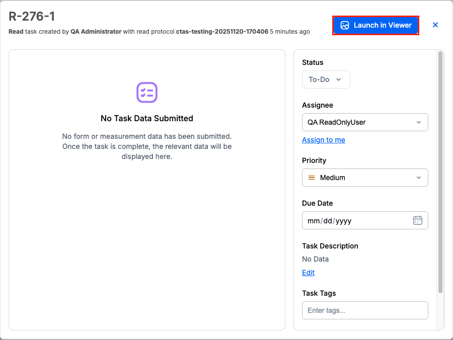 Launch task button in task card