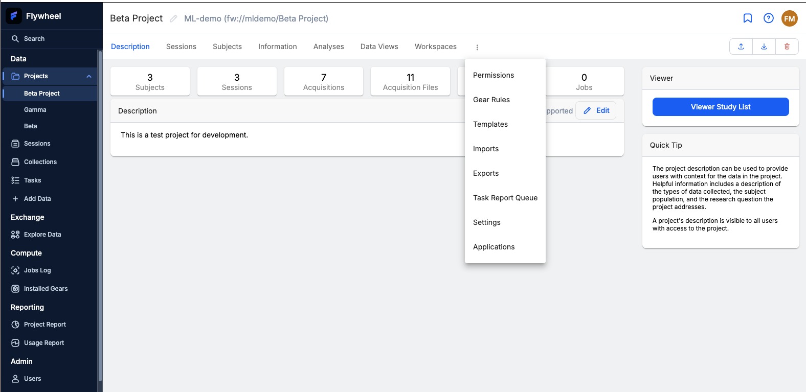 Project menu showing Task Report Queue option